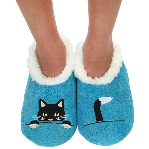 Snoozies Pairables Super Soft Sherpa Womens House Slippers - Peek a boo Cat