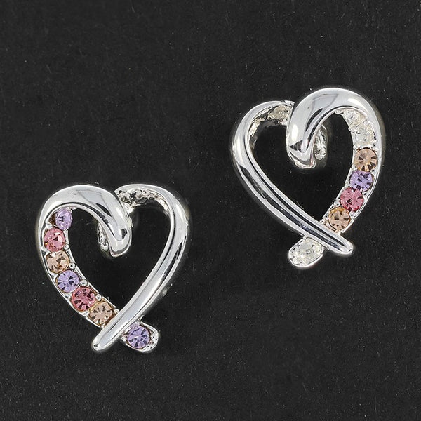 Elegant Pastel Looped Heart Silver Plated Studs