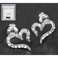 Equilibrium White Gold Plated Open Heart Diamante Earrings