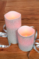 Flame Homeware Silver LED Candle with Glitter