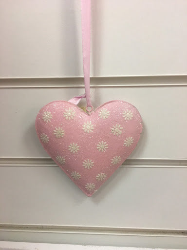 13cm GLT Hanging Heart W/FLW Lilac/Pink
