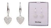 Equilibrium Glam Sparkles Silver Plated Heart Earrngs