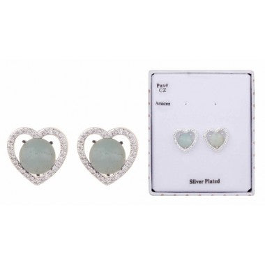 Equilibrium Green Stoned Heart Earrings