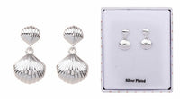 Equilibrium Seashore Silver Plated Scallop Shell  Earrings