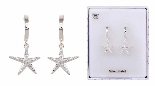 Equilibrium Silver Plated Starfish Hoop Earrings