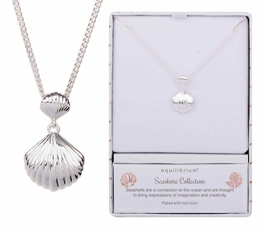 Equilibrium Seashore Silver Plated Scallop Necklace