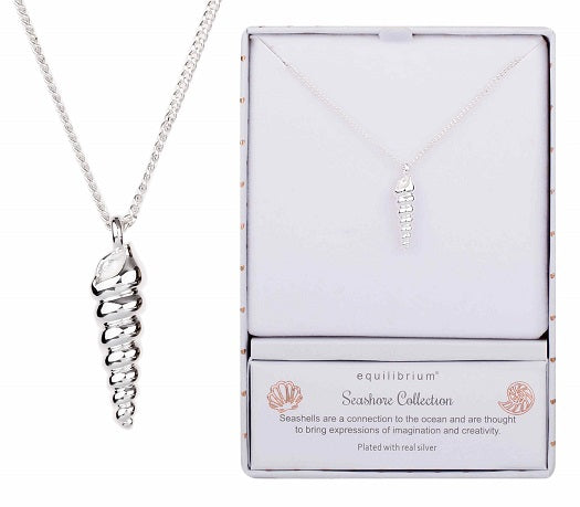Equilibrium Silver Plated Spiral Shell Necklace