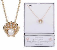 Equilibrium Gold Plated Pave Pearl Shell Necklace