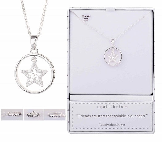 Equilibrium Mini Icon Message Silver Plated Necklace Friend