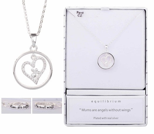 Equilibrium Mini Icon Message Silver Plated Necklace Mum