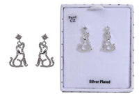 Equilibrium Sparkle Outline Silver Plated Dog Earrings