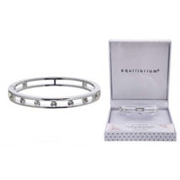 Equilibrium Spaced Crystals Silver Plated Bangle