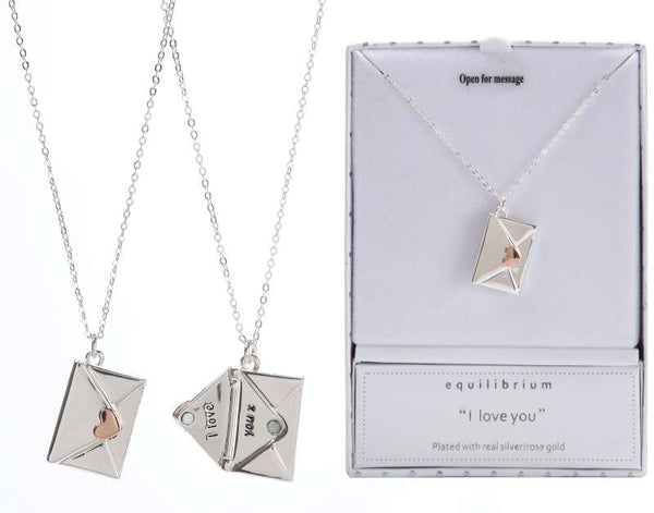 Equilibrium Two Tone Love Letter Silver Plated Necklace Love
