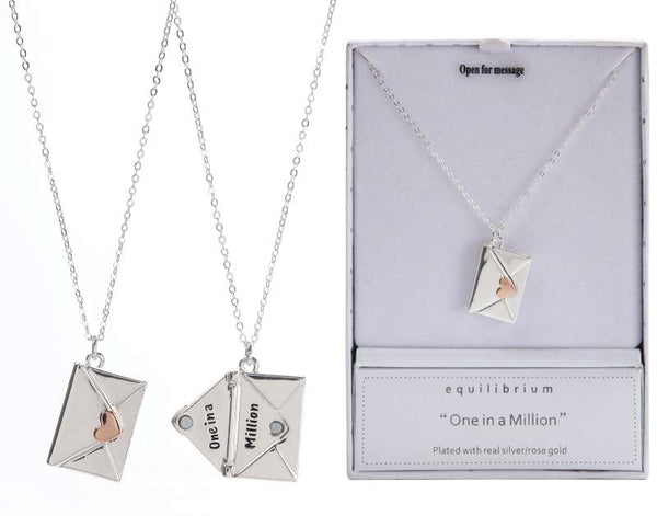 Equilibrium Two Tone Love Letter Silver Plated Necklace Million