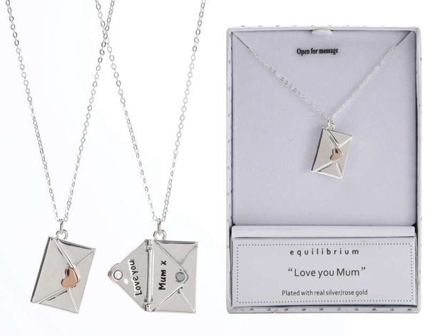 Equilibrium Two Tone Love Letter Silver Plated Necklace Mum