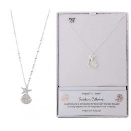 Equilibrium Seashore Shell Starfish Silver Plated Necklace