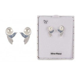 Equilibrium Seashore Pearl Fishtail Silver Plated Earrings