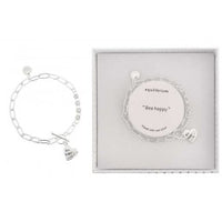 Equilibrium Contempary Message Silver Plated T-Bar Bracelet - Bee Happy