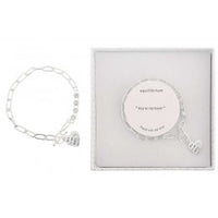 Equilibrium Contempary Message Silver Plated T-Bar Bracelet - Key to my heart