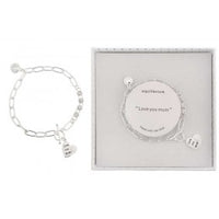 Equilibrium Contempary Message Silver Plated T-Bar Bracelet - Love you Mum