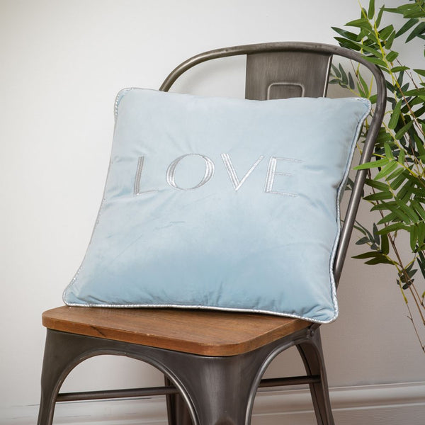 Love Velvet Cushion Blue
