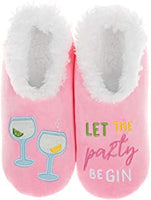 Snoozies Pairables Super Soft Sherpa Womens House Slippers - Let the Party Be Gin