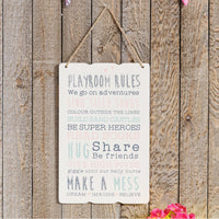 Love Life Rectangle Plaque - Playroom Rules