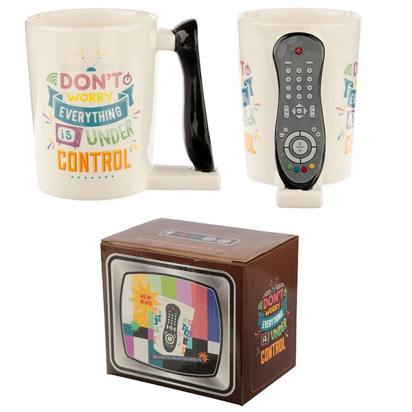 Ceramic Shaped Handle Mug - TV Remote Control