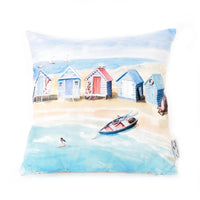 By The Seaside Cushion - Beach Huts by Finola Stack
