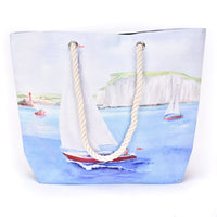 By The Seaside Tote Bag - Sail Boat at Dover by Finola Stack