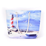 By The Seaside Tote Bag - Lighthouse by Finola Stack