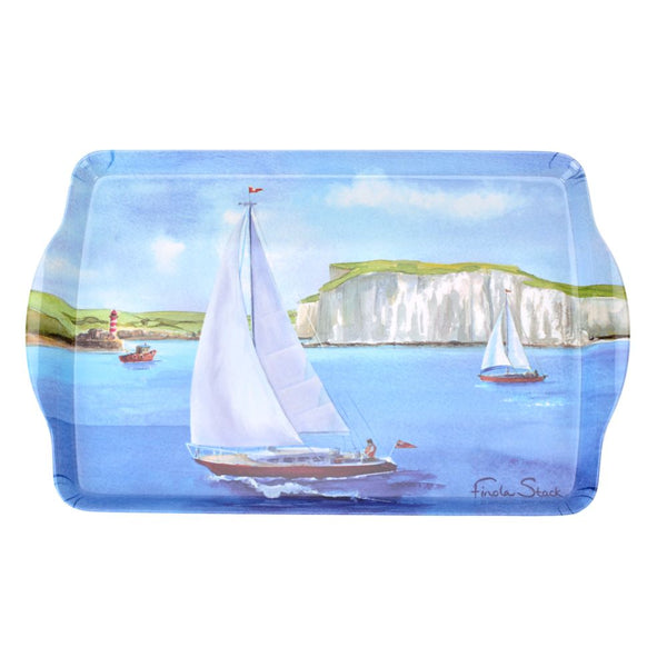 By the Seaside Large Melamine Tray - Sail Boats Design