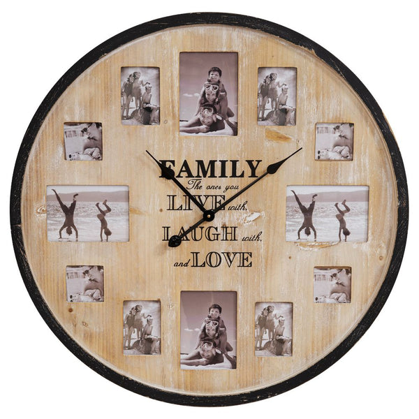 Home Time Wooden Multi Aperture Frame Clock "Family" 80cm